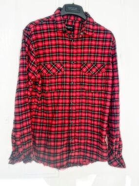The Kooples Red Plaid Snap Shirt Size M